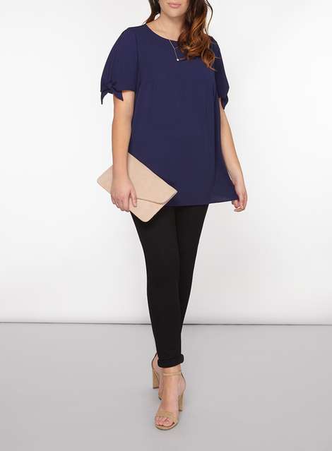 **DP Curve Navy Tie Detailed Top